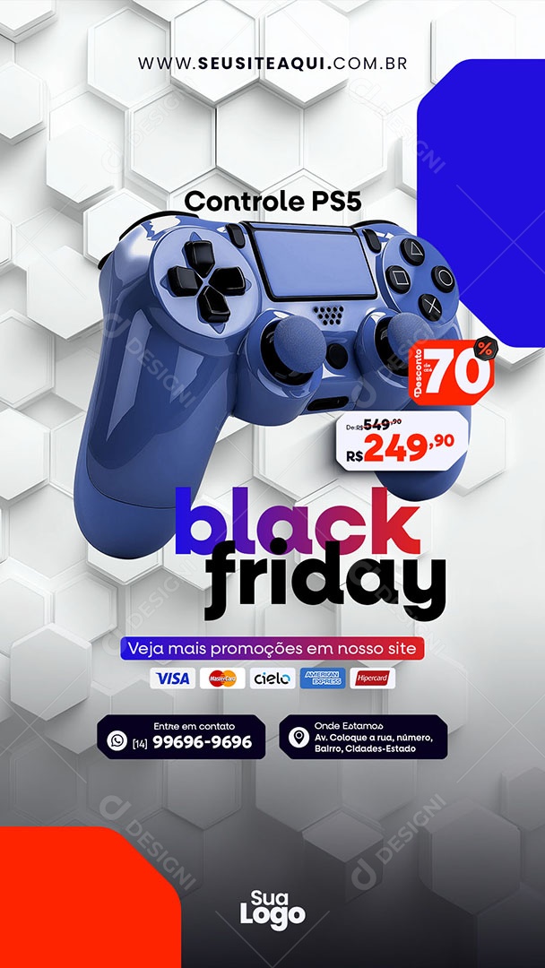 Story Black Friday Loja de Eletrônicos Controle PS5 Social Media PSD Editável