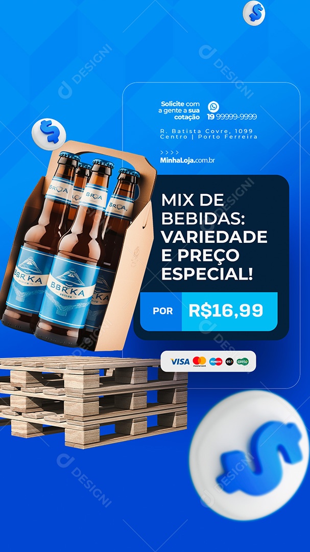 Story Distribuidora de Bebidas Mix de Bebidas Social Media PSD Editável