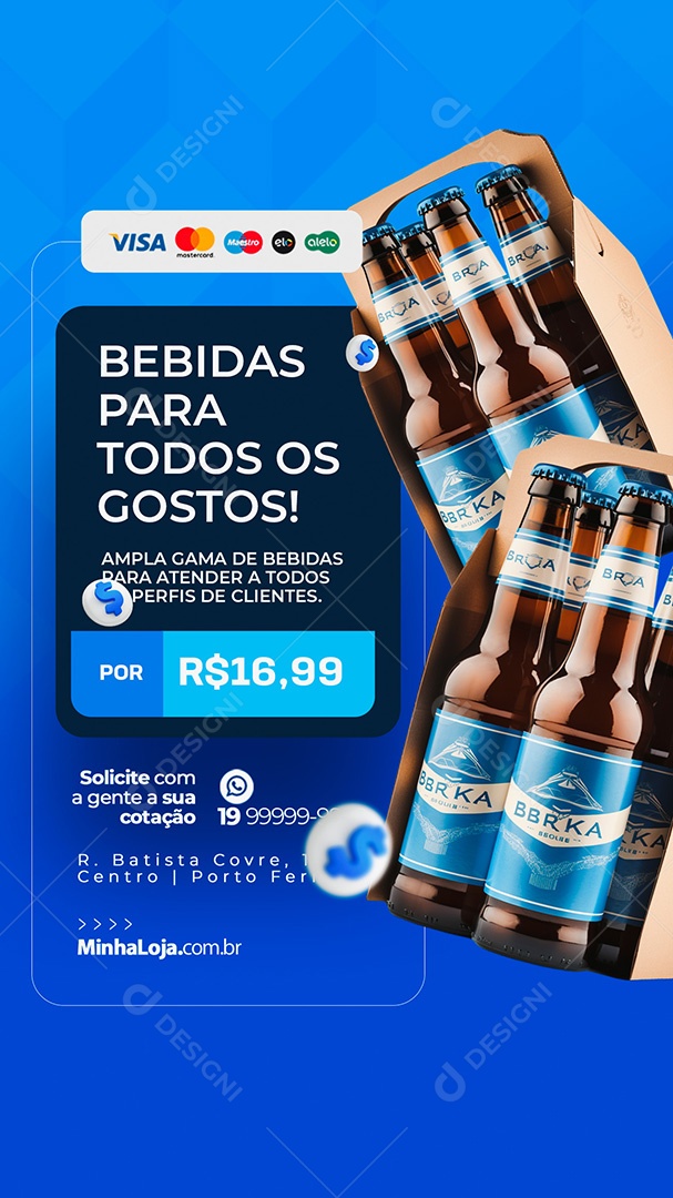 Story Distribuidora de Bebidas para Todos os Gostos Social Media PSD Editável