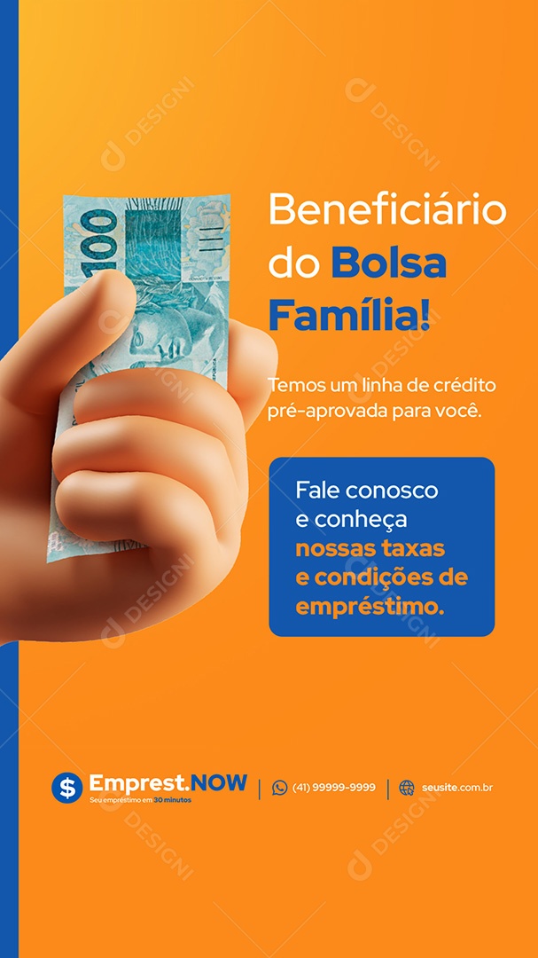 Story Empréstimo Beneficiário do Bolsa Família Social Media PSD Editável