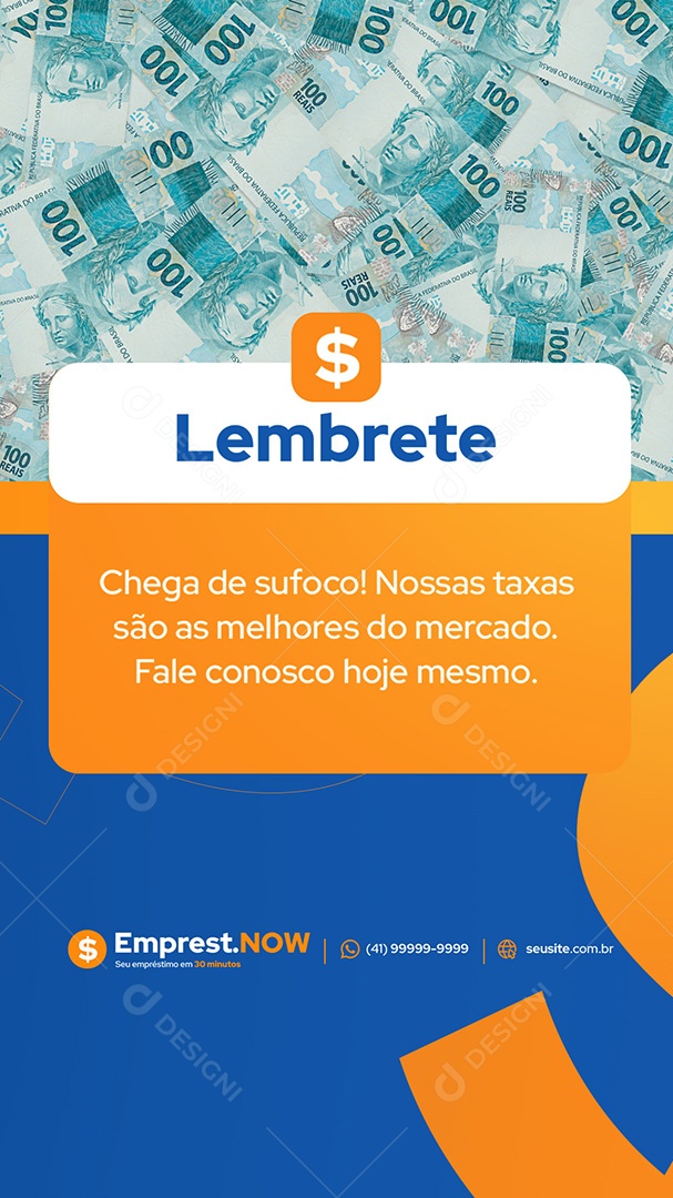 Story Empréstimo Lembrete Social Media PSD Editável