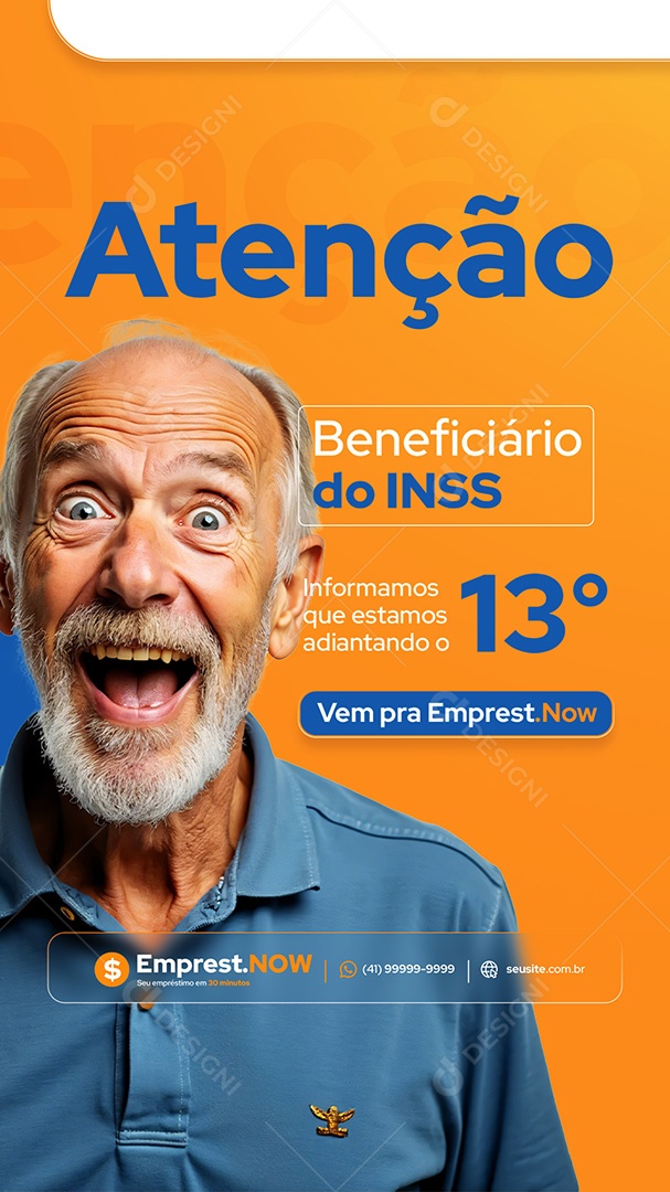 Story Empréstimo Atenção Beneficiário do INSS Social Media PSD Editável