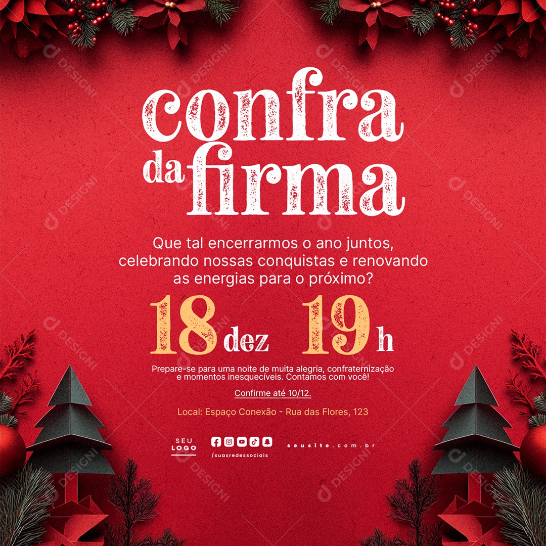 Social Media Convite de Confraternização Confra da Firma PSD Editável