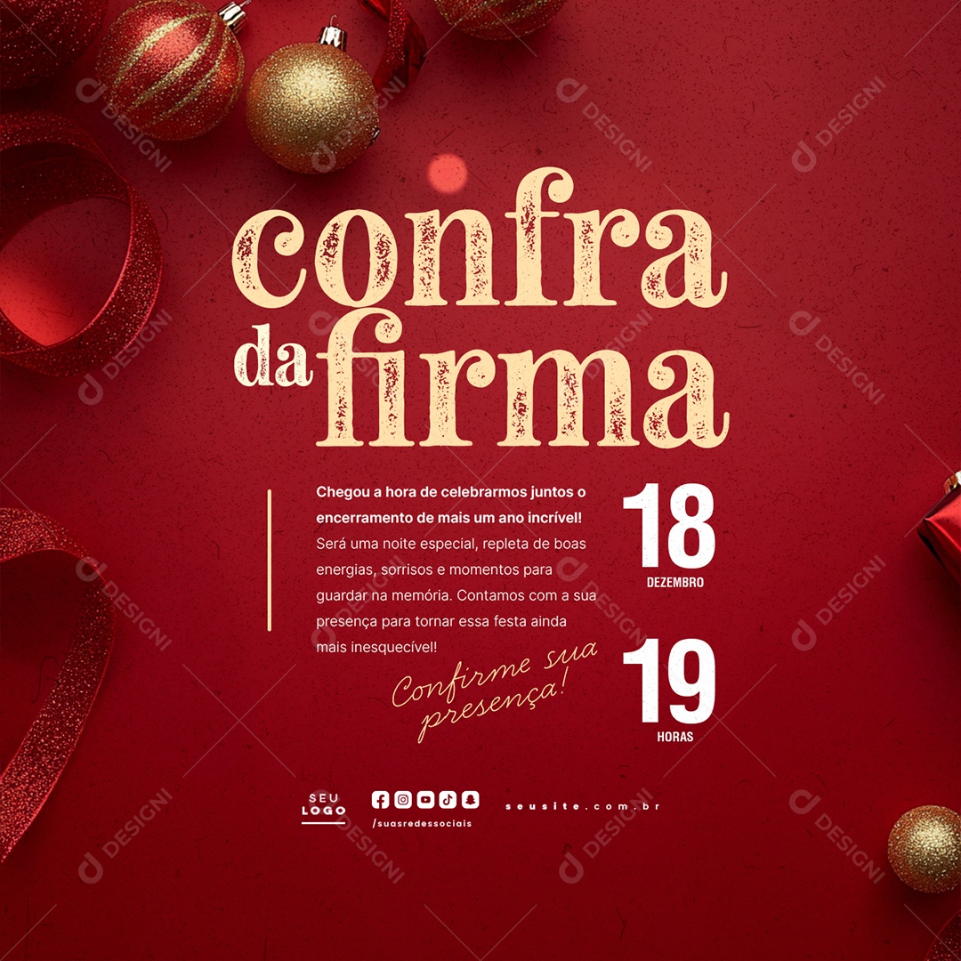 Convite de Confraternização Confra da Firma Social Media PSD Editável