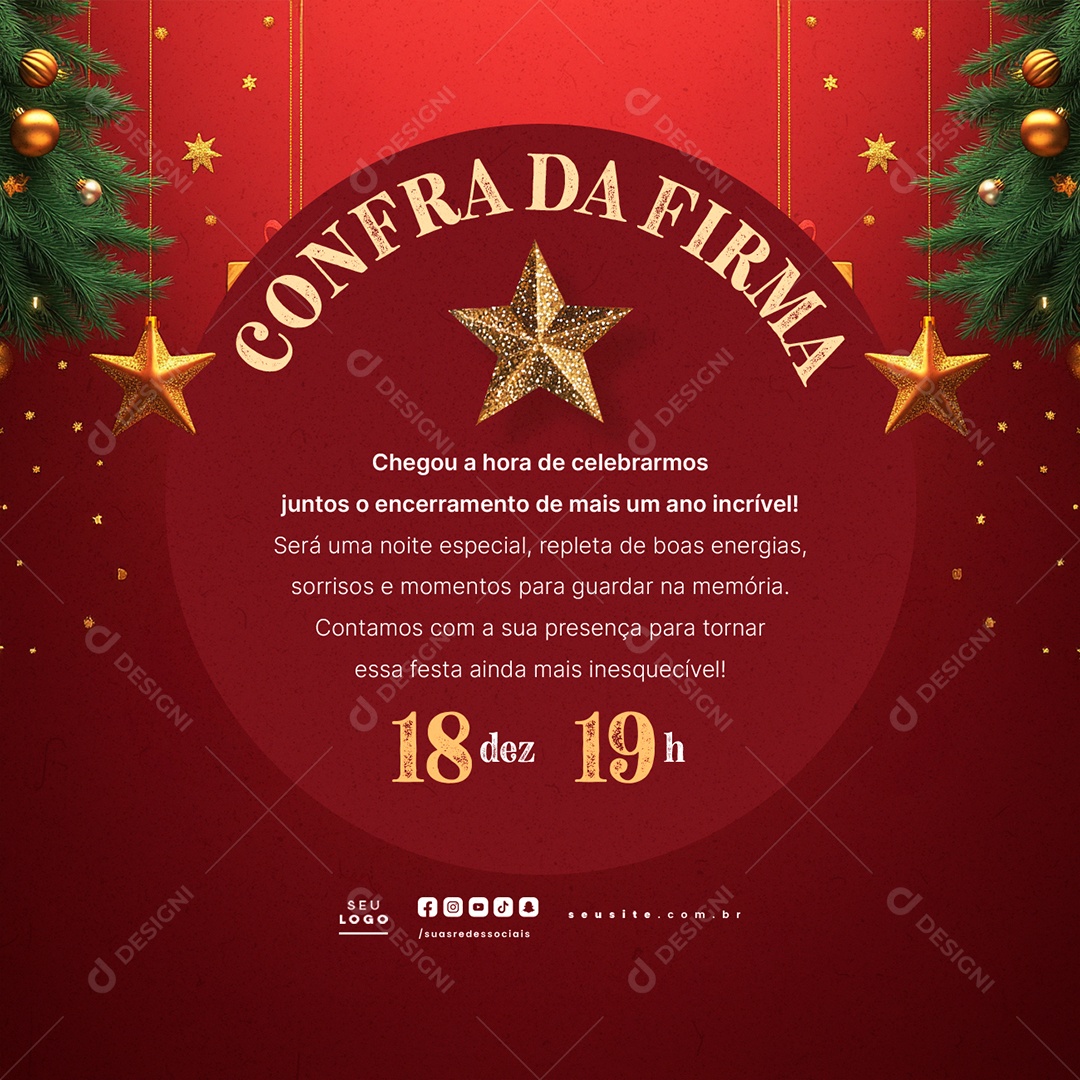 Convite de Confraternização Chegoua a Hora de Celebramos Social Media PSD Editável