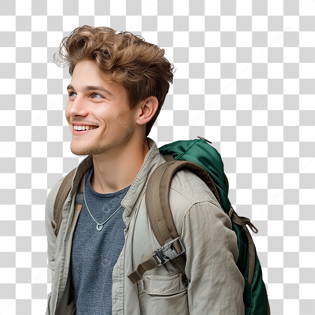 Jovem Estudante com Mochila PNG Transparente