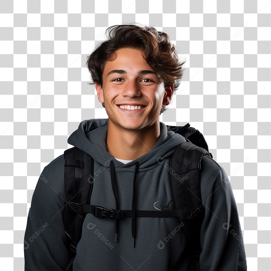 Jovem Estudante com Mochila PNG Transparente