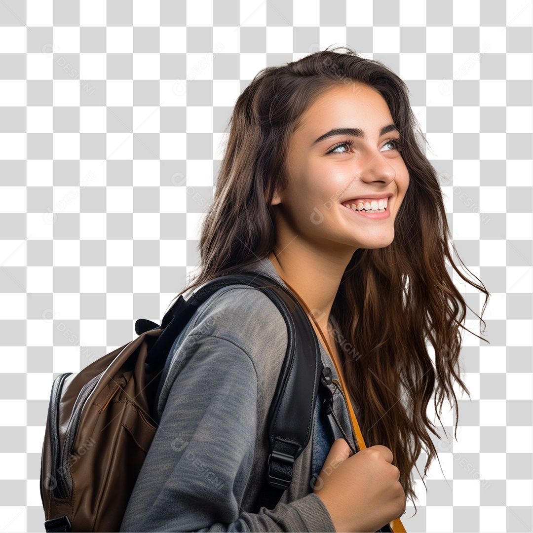 Jovem Estudante com Mochila PNG Transparente