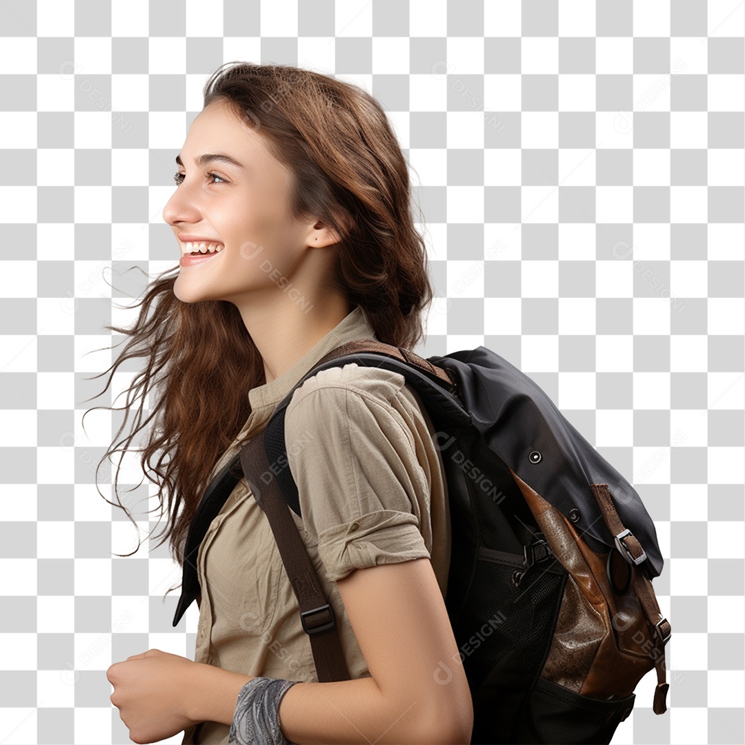Jovem Estudante com Mochila PNG Transparente