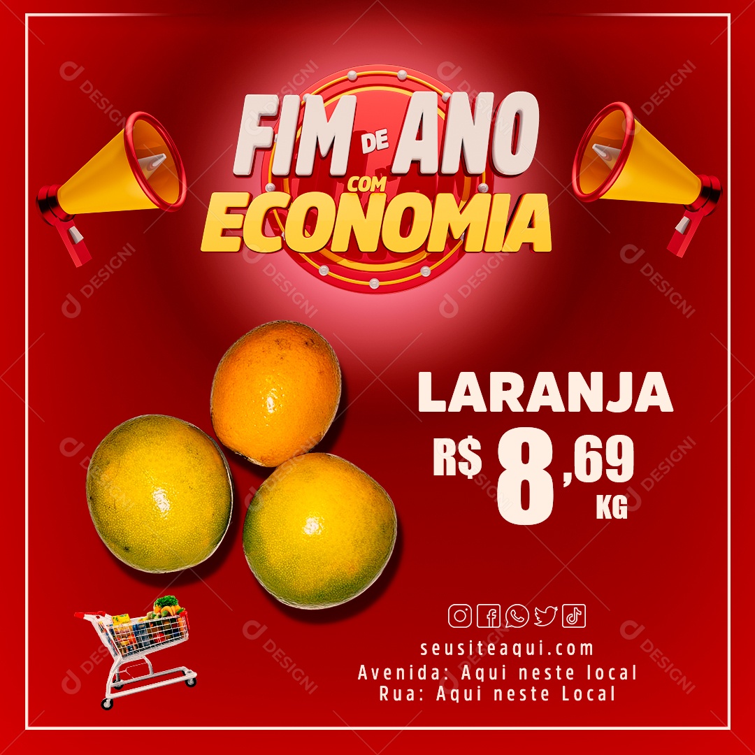 Selo 3D Fim de Ano com Economia Para Composição PSD