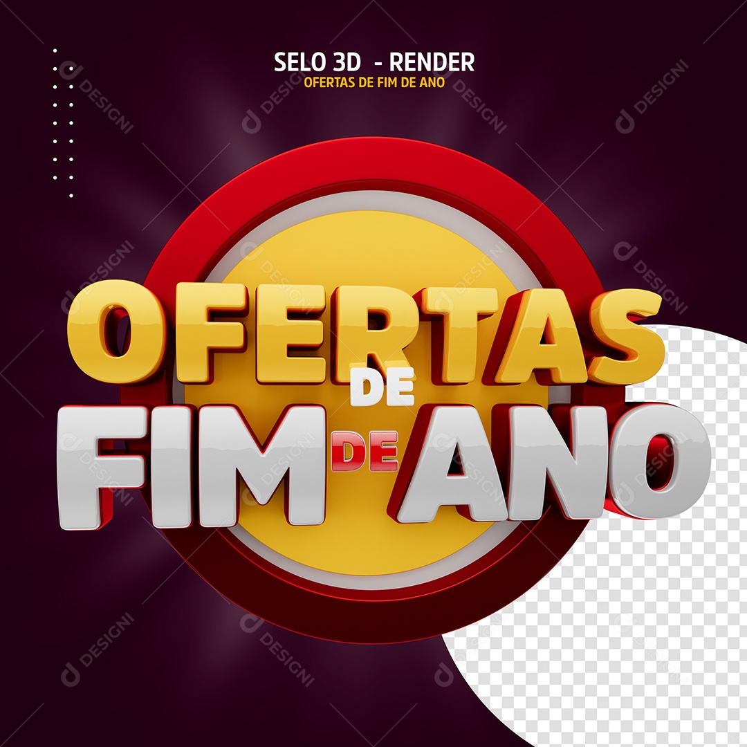 Selo 3D Ofertas de Fim de Ano Para Composição PSD