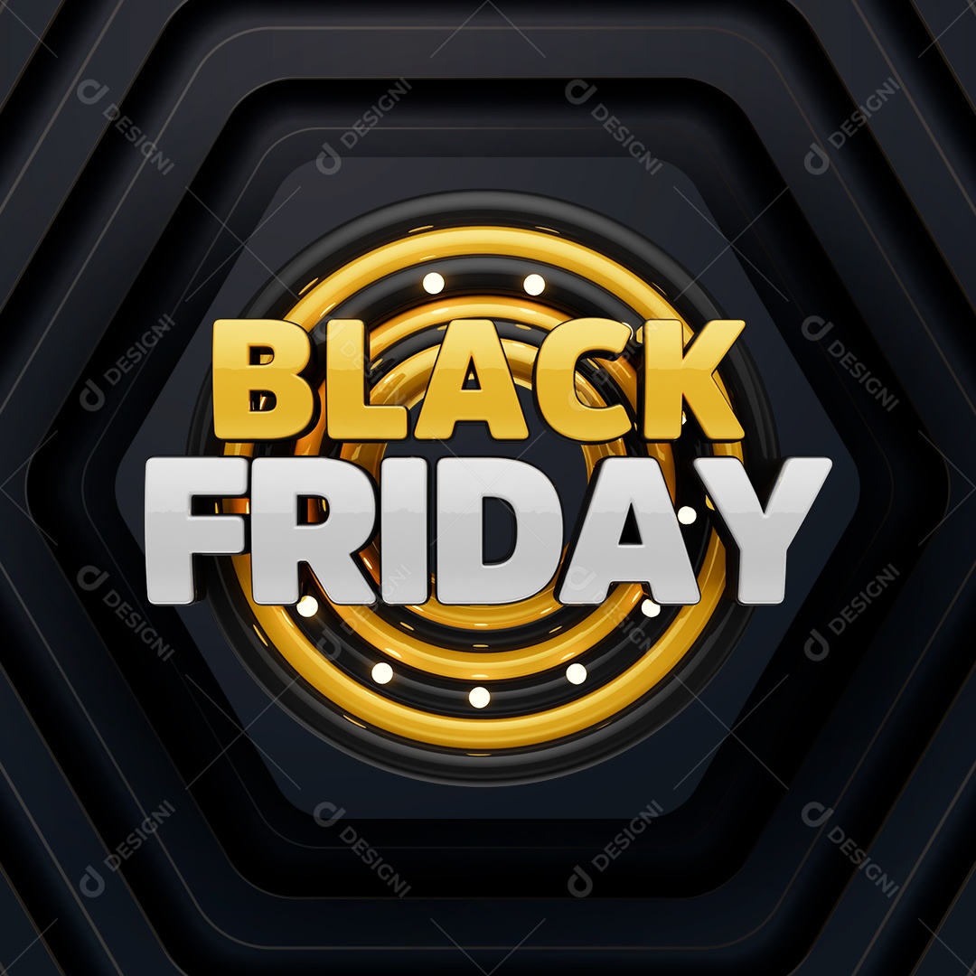 Selo 3D Ofertas Black Friday Para Composição PSD