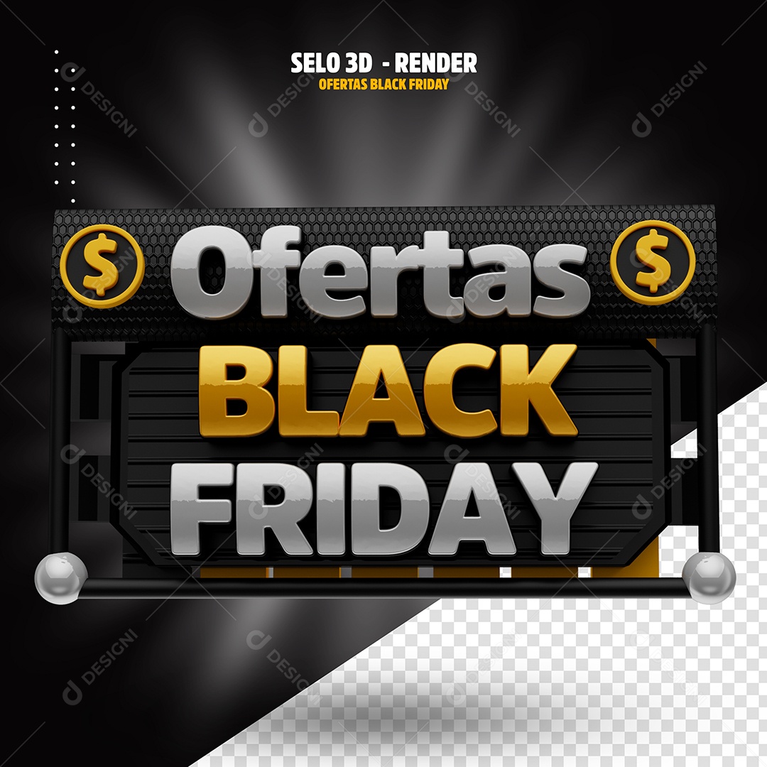Selo 3D Ofertas Black Friday Para Composição PSD