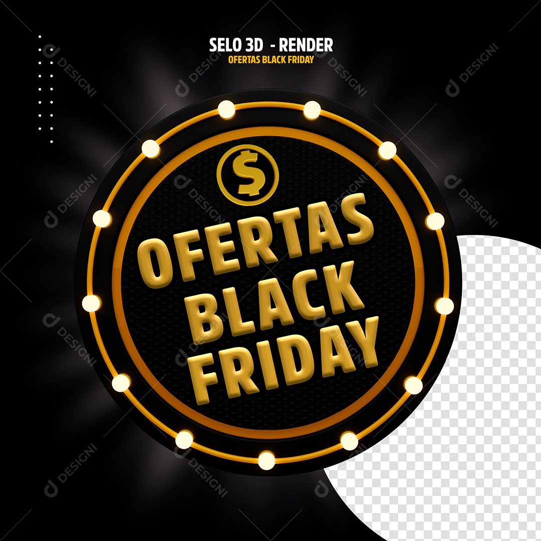 Selo 3D Ofertas Black Friday Para Composição PSD