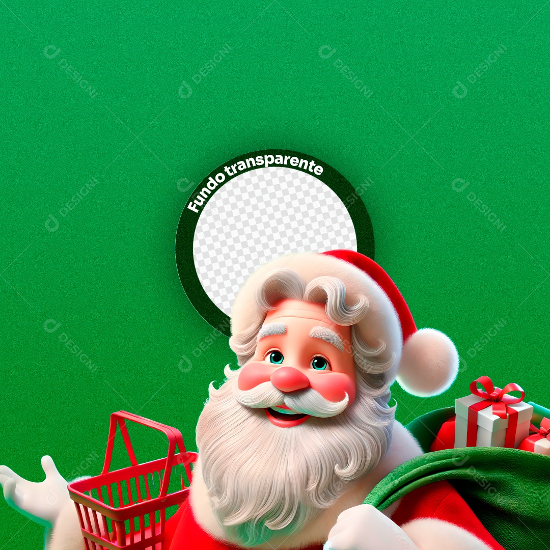 Personagem 3D Papai Noel para Composição PSD