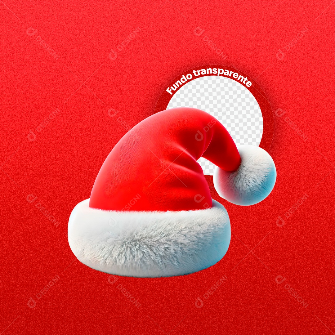 Elemento 3D Gorro Natalino para Composição PSD