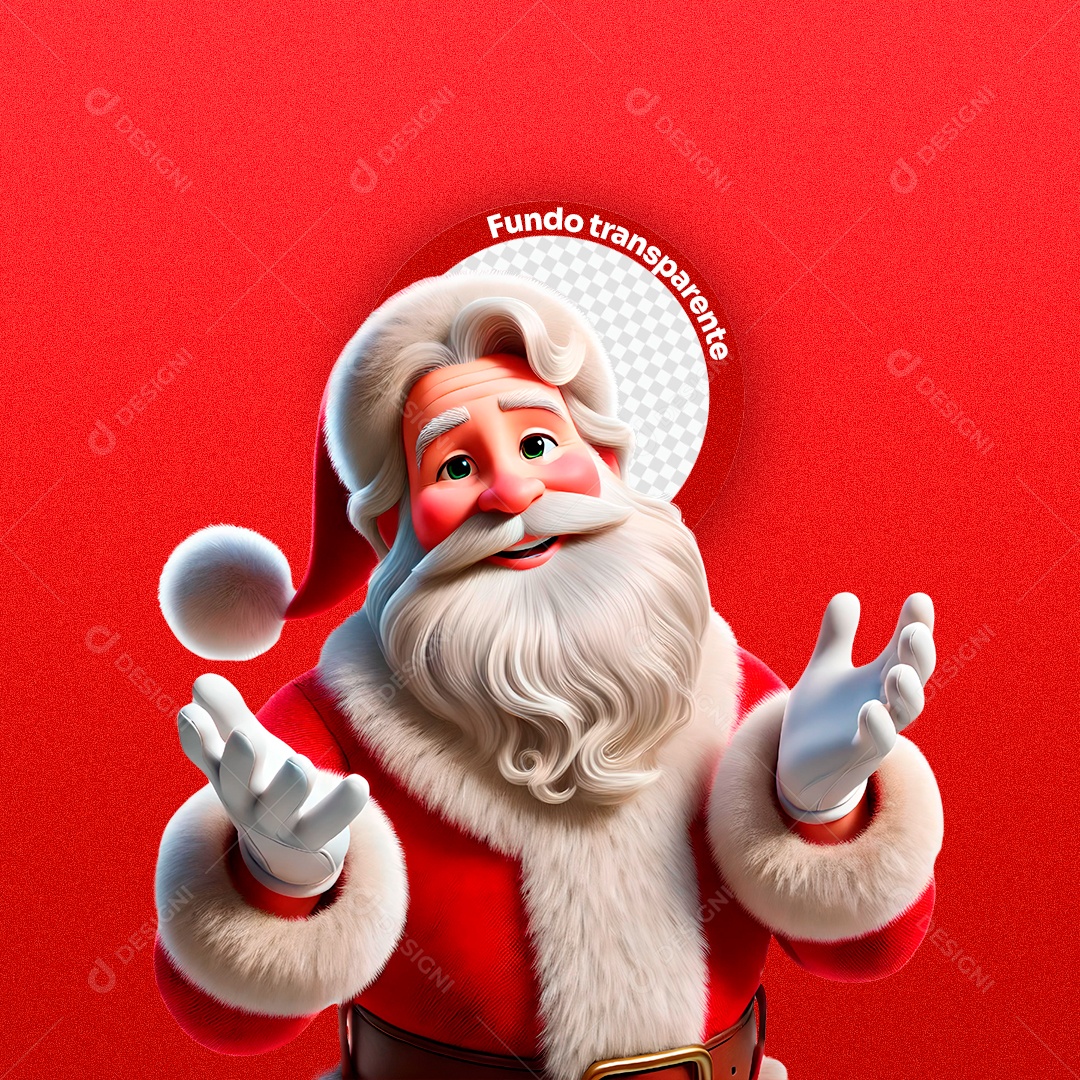 Personagem 3D Papai Noel para Composição PSD