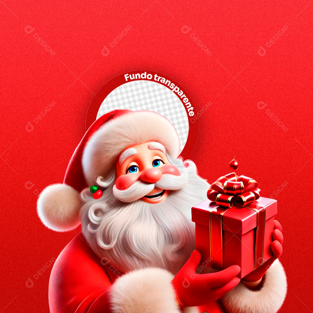 Personagem 3D Papai Noel Segurando Um Presente para Composição PSD