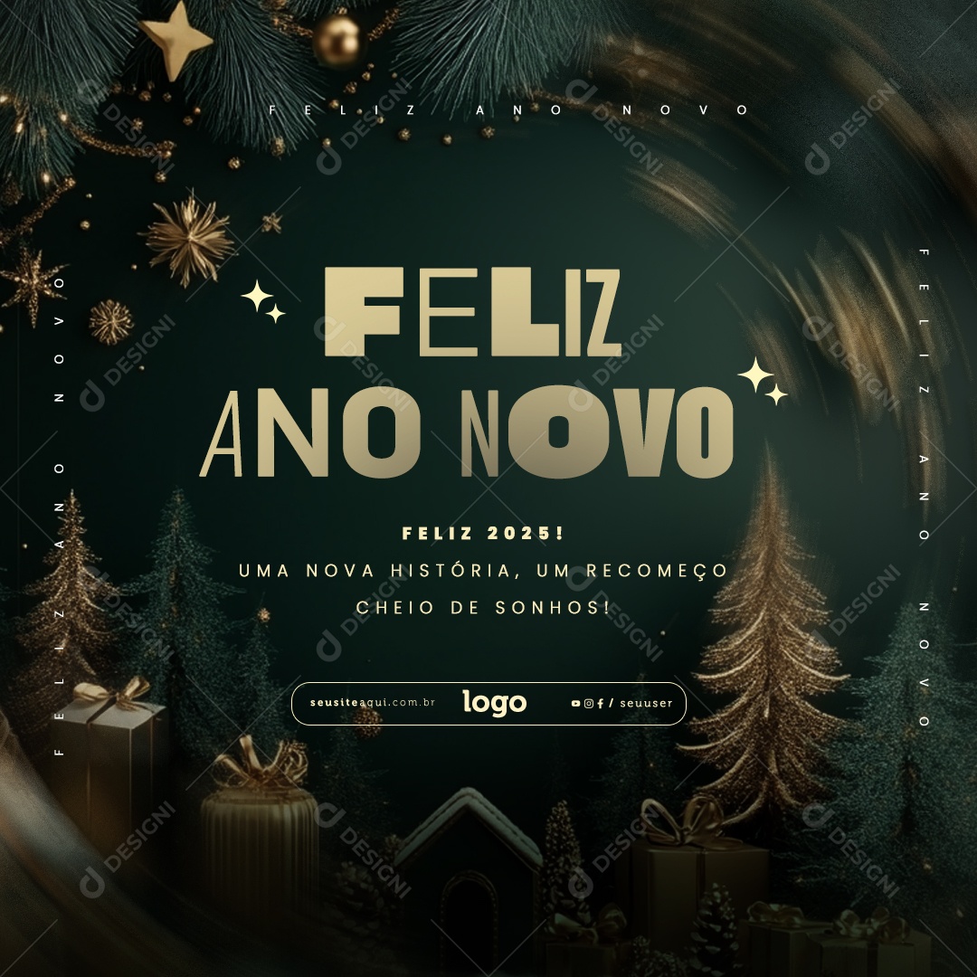 Happy New Year 2025 January 1 Social Media PSD Editable