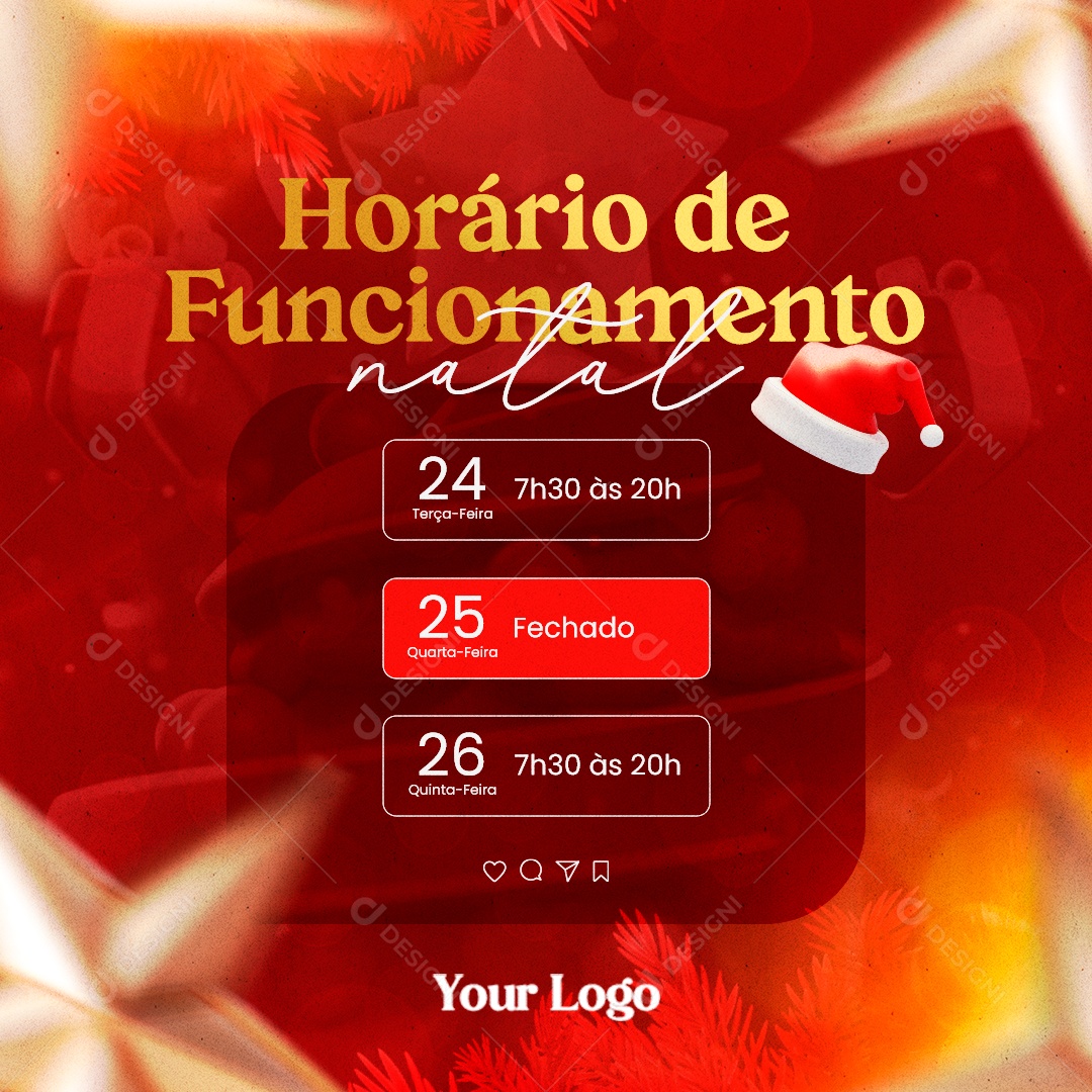 Horário de Funcionamento Natal Social Media PSD Editável