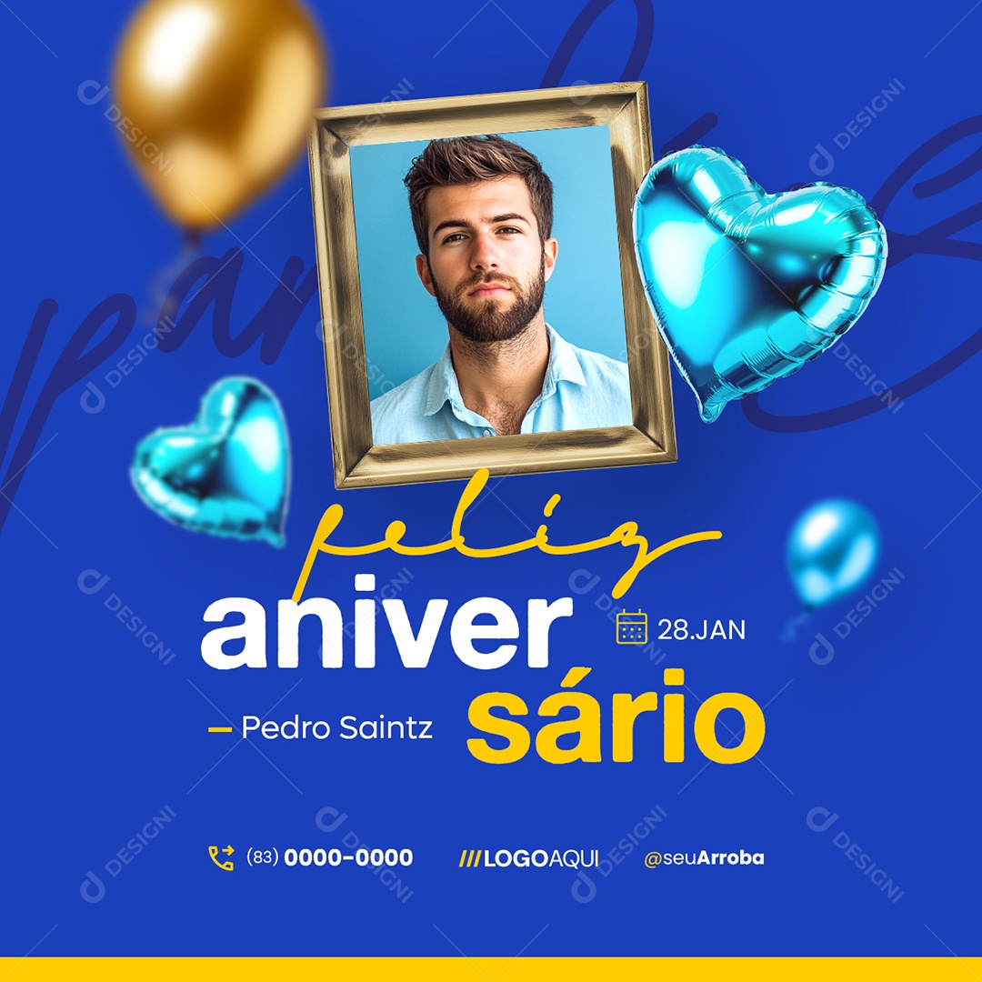 Feliz Aniversário Pedro Saintz Social Media PSD Editável
