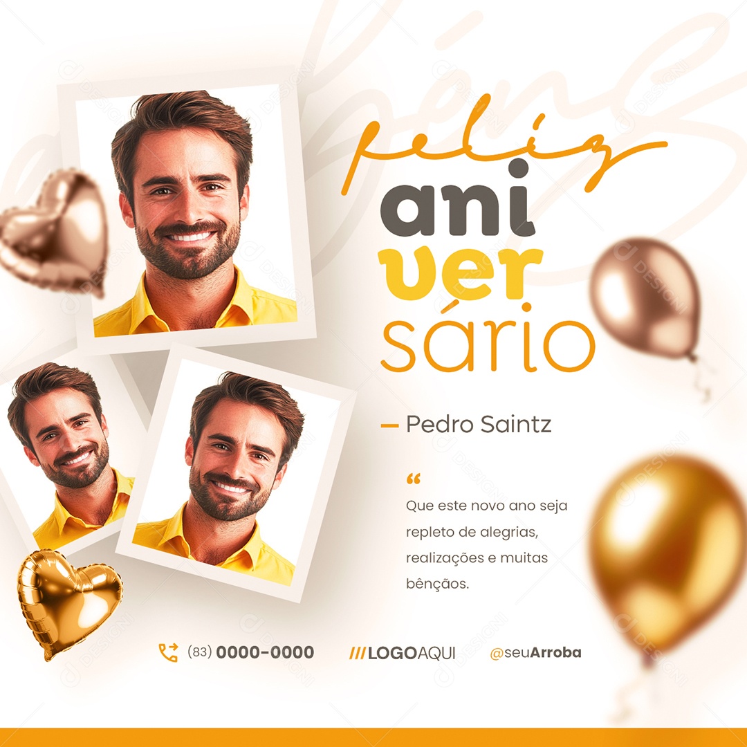 Feliz Aniversário Pedro Saintz Social Media PSD Editável