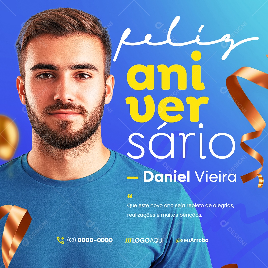 Feliz Aniversário Daniel Vieira Social Media PSD Editável