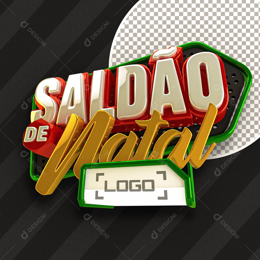 Selo 3D Saldão de Natal para Composição PSD