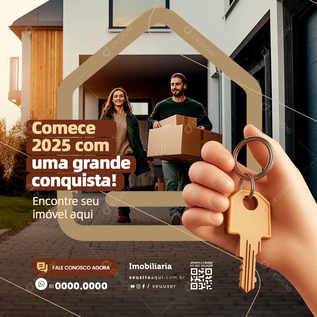 Imobiliária Comece 2025 com uma Grande Conquista Social Media PSD Editável