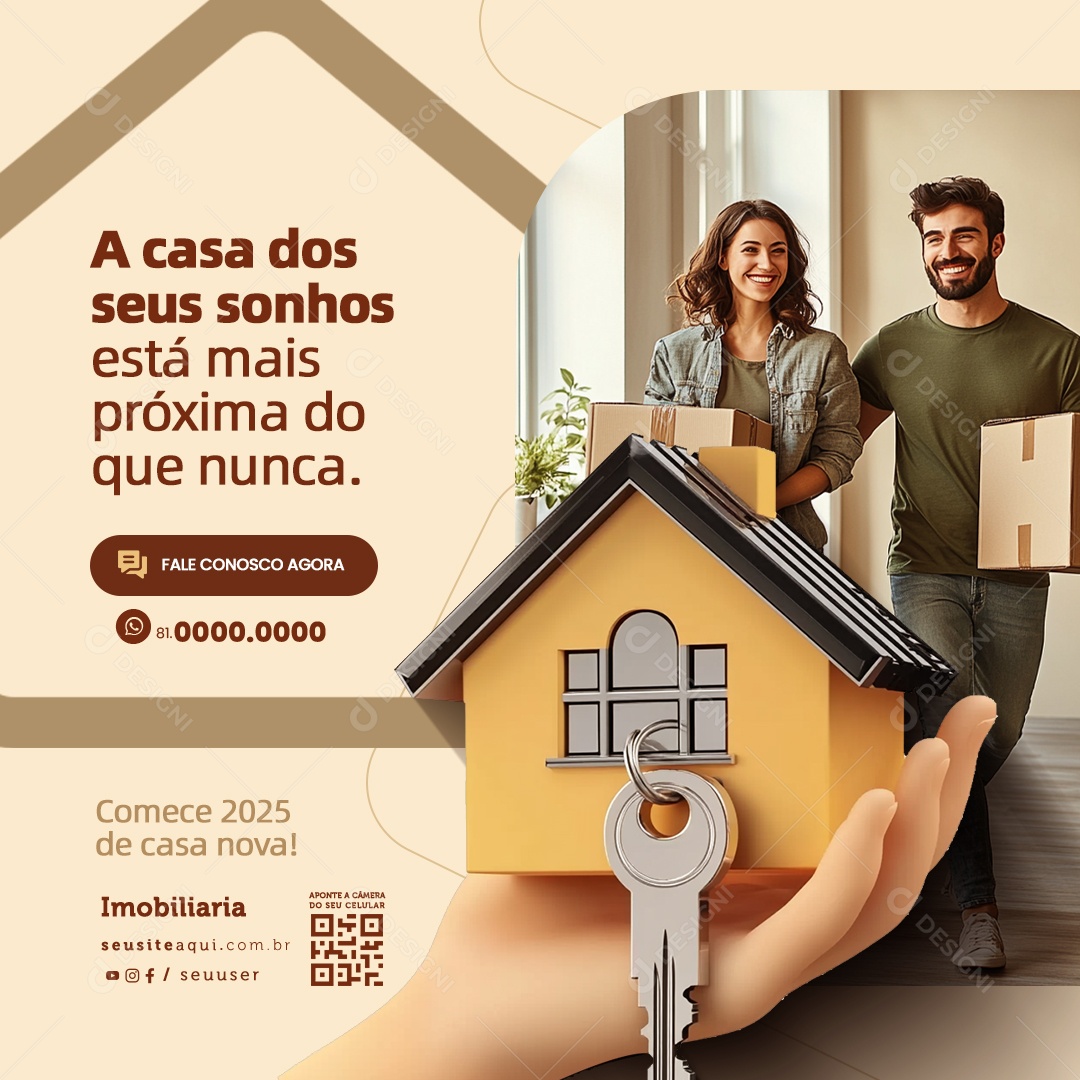 Imobiliária A Casa dos Sonhos Está mais perto que Nunca Social Media PSD Editável
