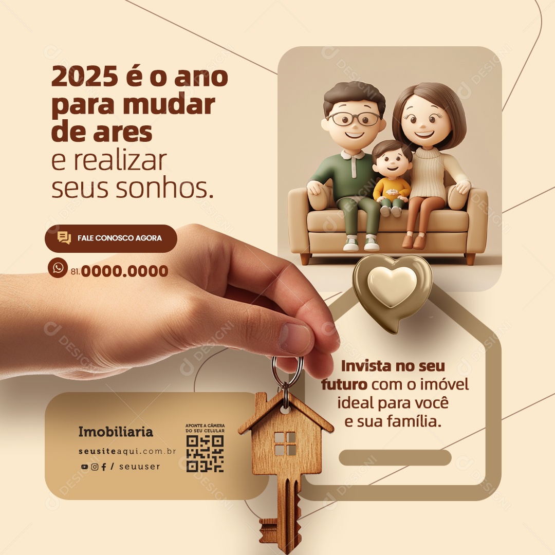 Imobiliária 2025 é o Ano para Mudar de Ares Social Media PSD Editável