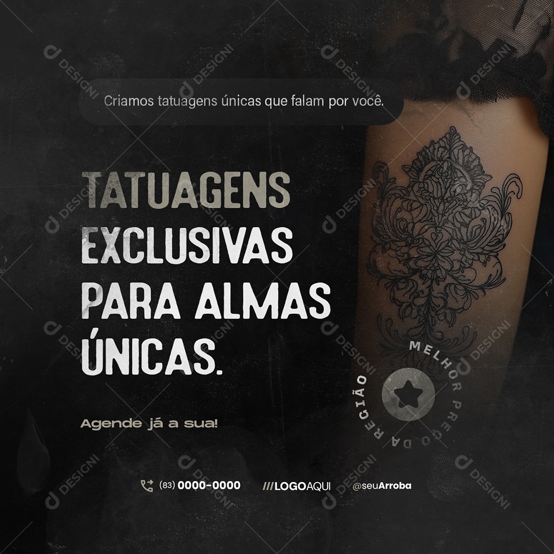 Tatto Tatuagens Exclusivas para Almas Únicas Social Media PSD Editável