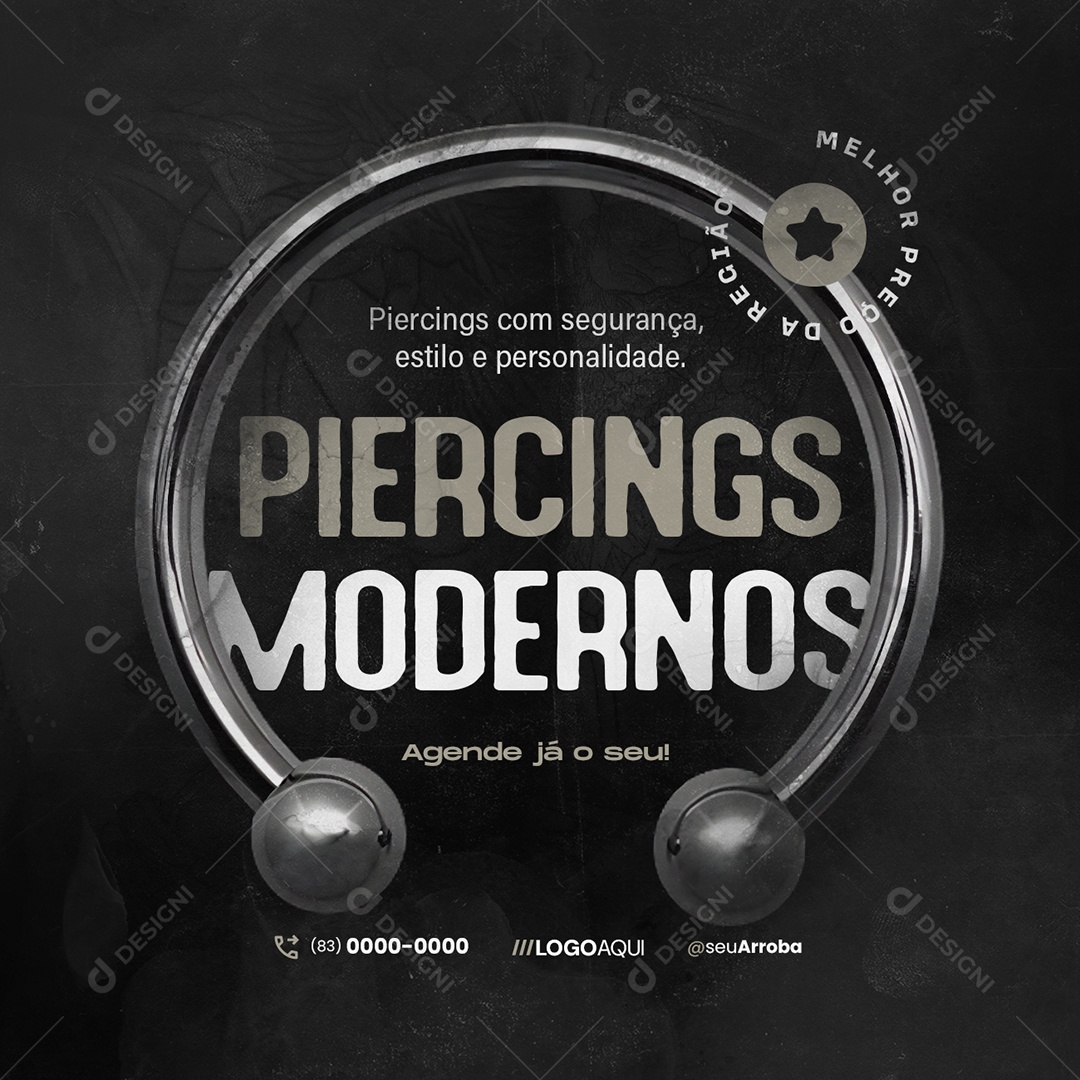 Tatto Piercings Modernos Agende Já o Seu Social Media PSD Editável