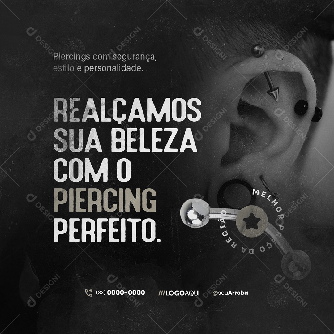 Tatto Realçamos sua Beleza Com o Piercing Perfeito Social Media PSD Editável