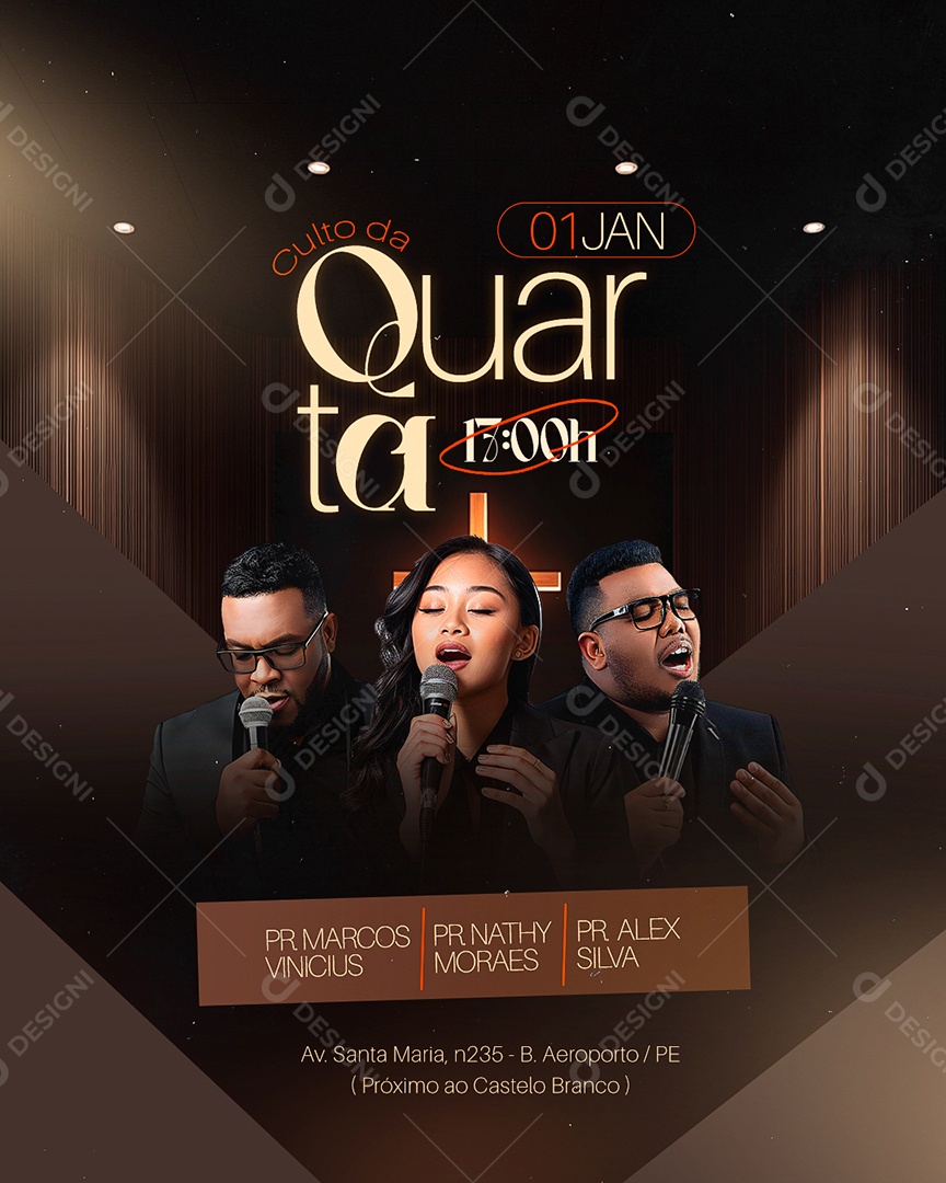 Gospel Culto da Quarta Social Media PSD Editável