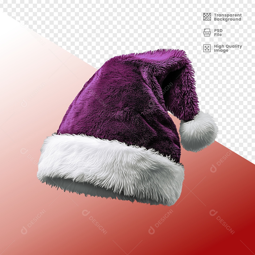 Elemento 3D Gorro de Natal Roxo para Composição PSD