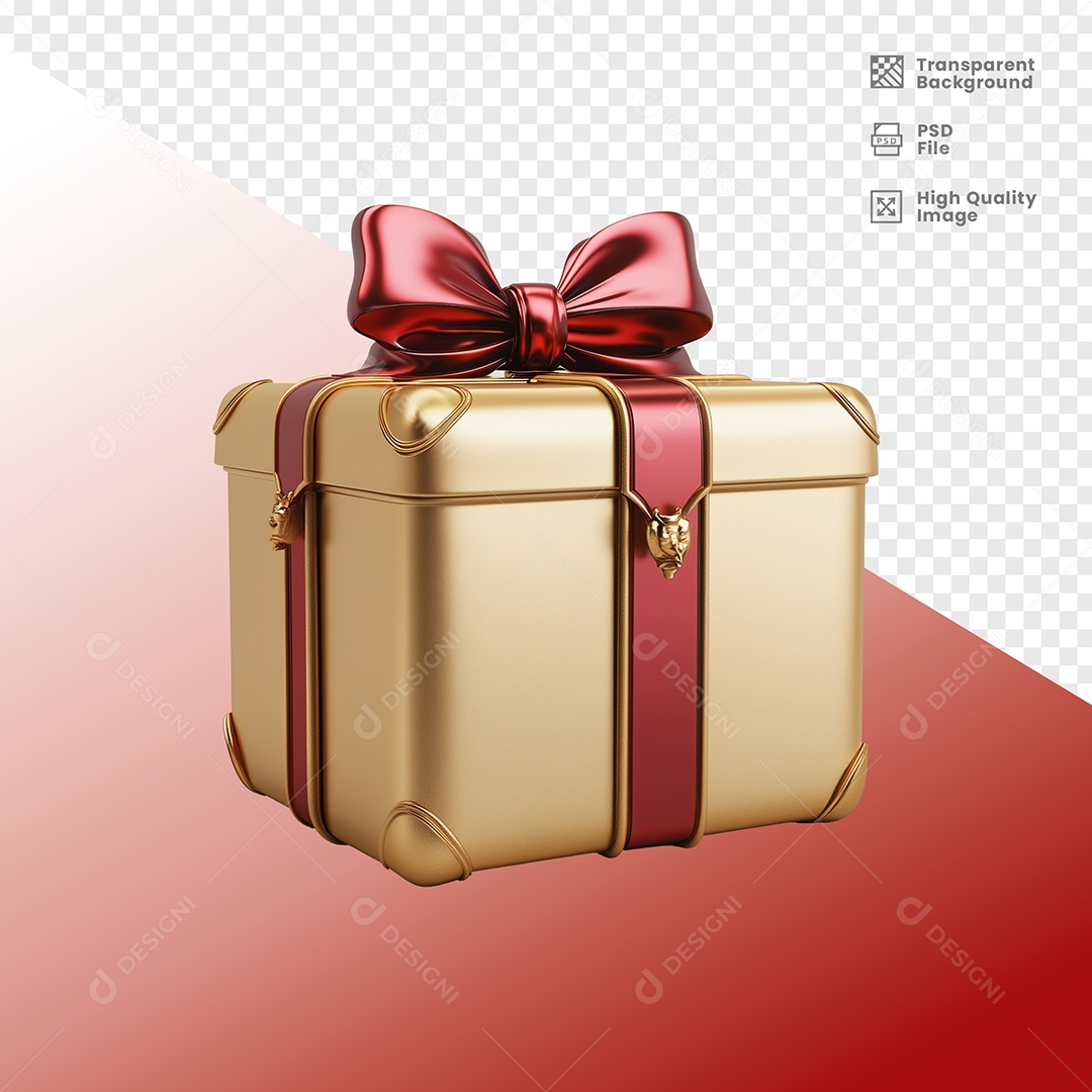 Elemento 3D Caixa de Presente Natal para Composição PSD
