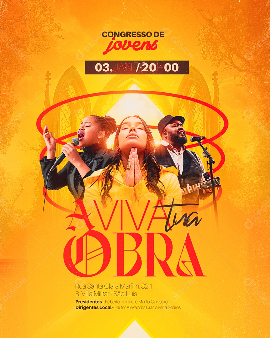 Gospel Congresso de Jovens Aviva Tua Obra Social Media PSD Editável