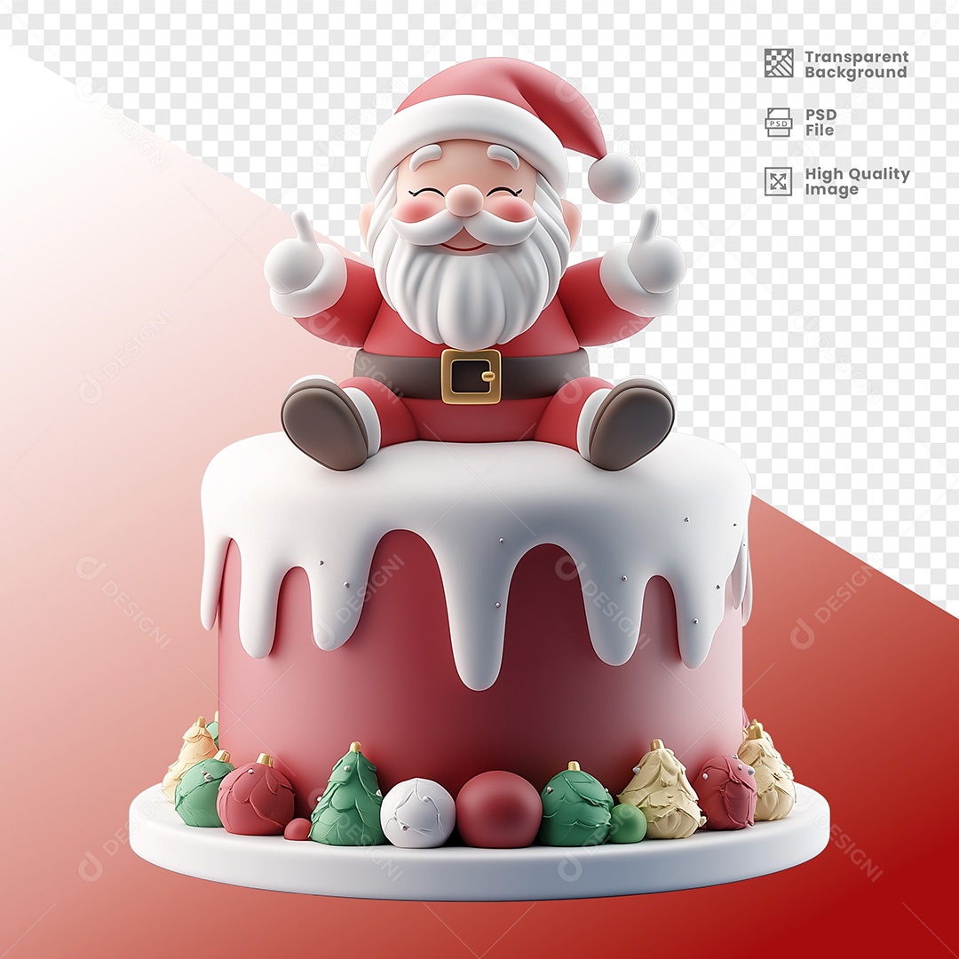 Elemento 3D Bolo de Natal para Composição PSD