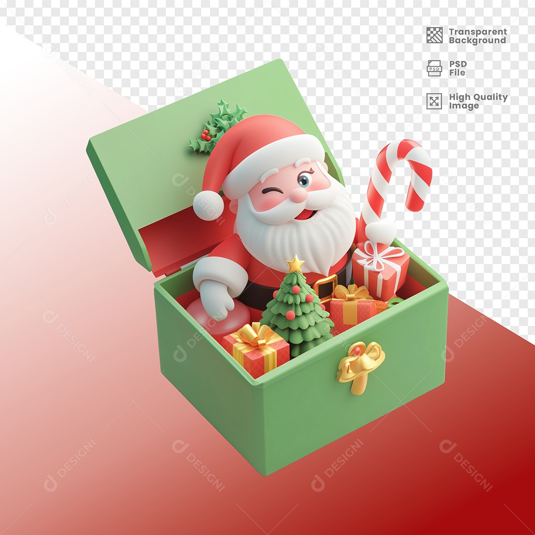 Elemento 3D Caixa de Presente Natal para Composição PSD
