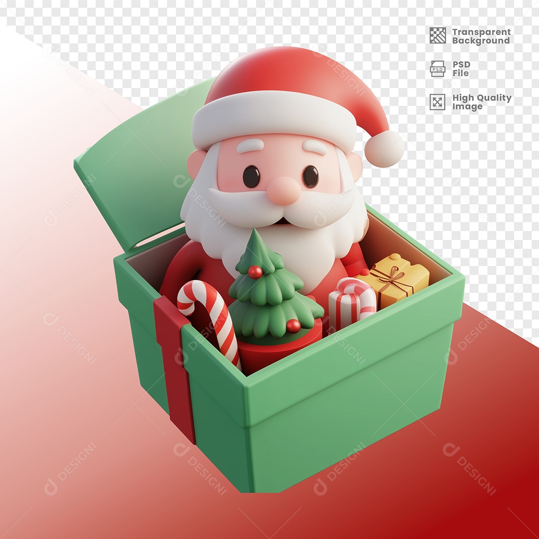 Elemento 3D Caixa de Presente Natal para Composição PSD