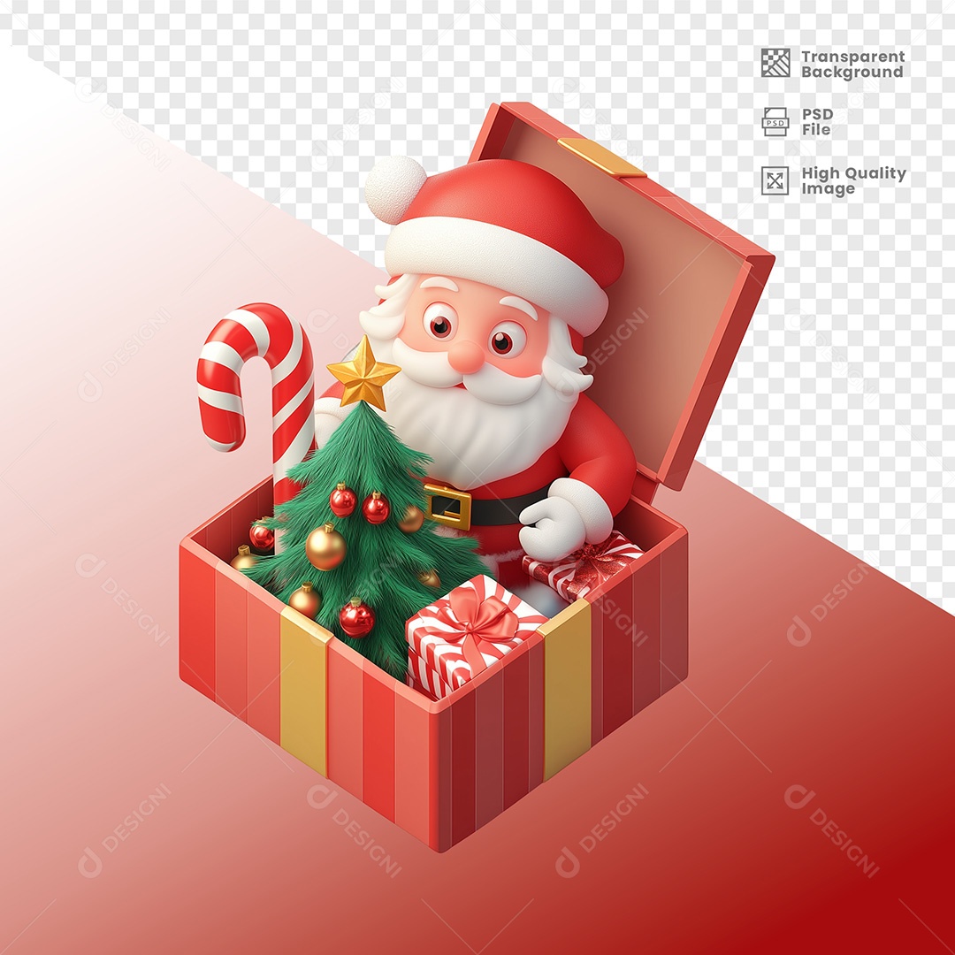 Elemento 3D Caixa de Presente Natal para Composição PSD