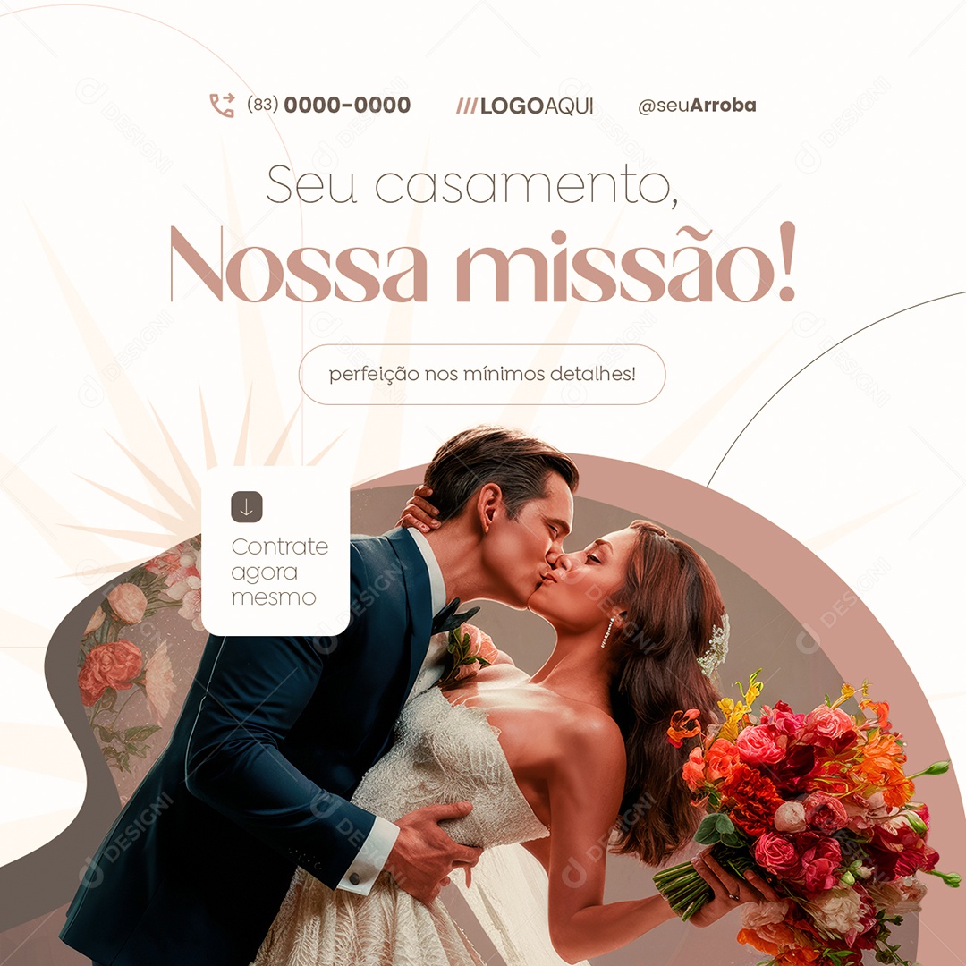 Cerimonialista Seu Casamento Nossa Missão Social Media PSD Editável