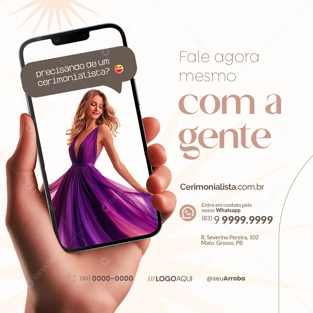 Cerimonialista Fale Agora Mesmo Com a Gente Social Media PSD Editável