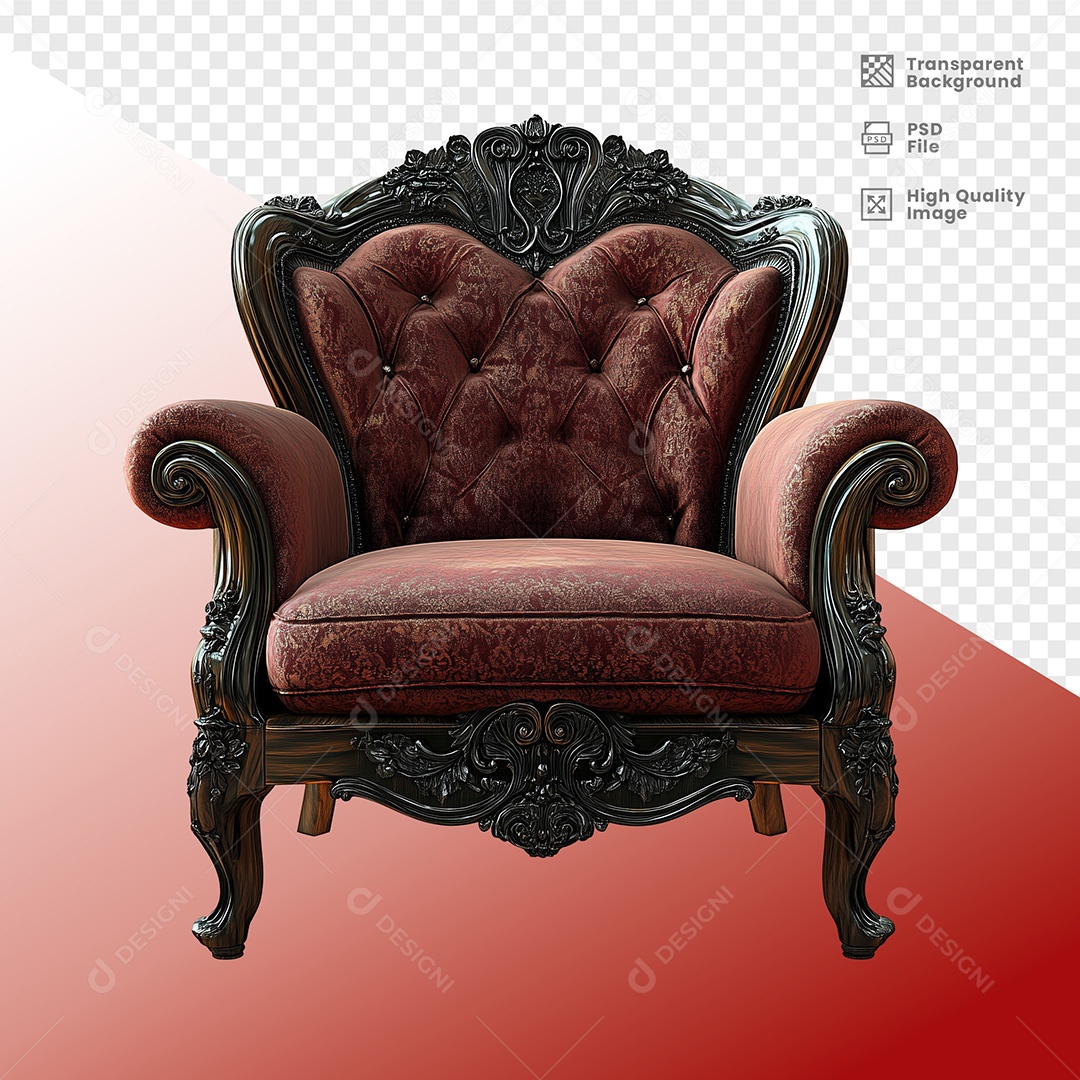 Elemento 3D Poltona do Papai Noel para Composição PSD