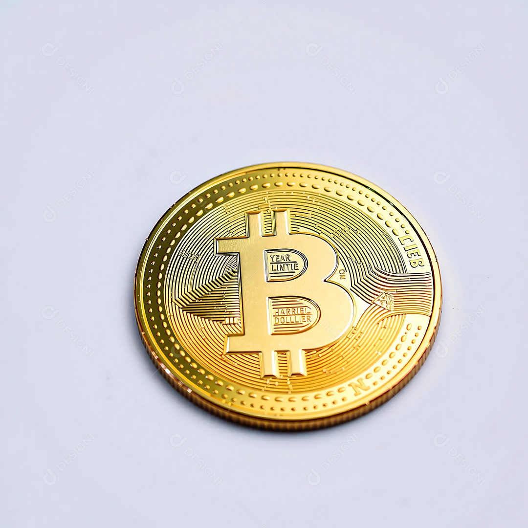 Moeda de bitcoin dólar de ouro isolada em fundo branco