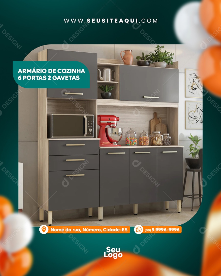 Post Eletromóveis Armário De Cozinha Social Media PSD Editável