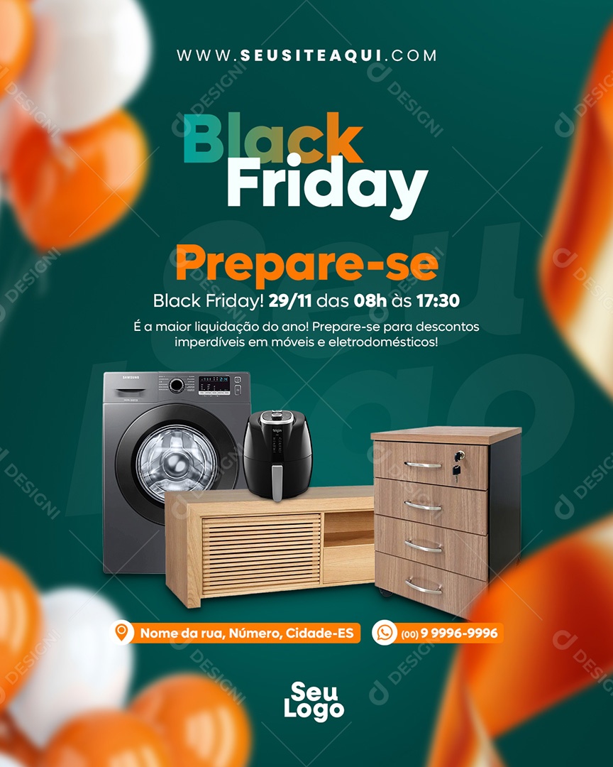 Post Eletromóveis Black Friday Social Media PSD Editável