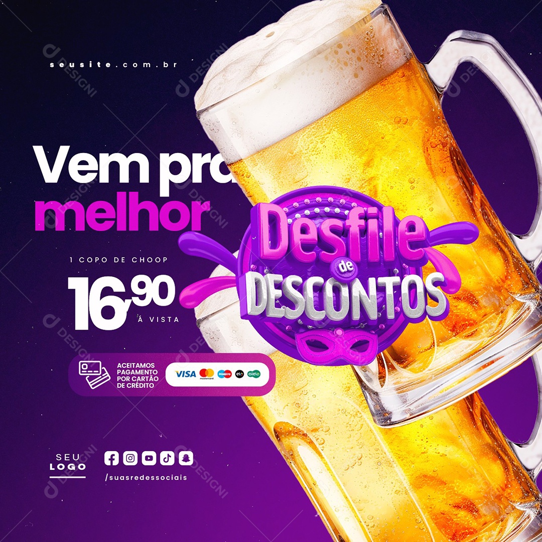 Discounts show Brewery Comes for Best Cup of Chopp Social Media PSD Editable