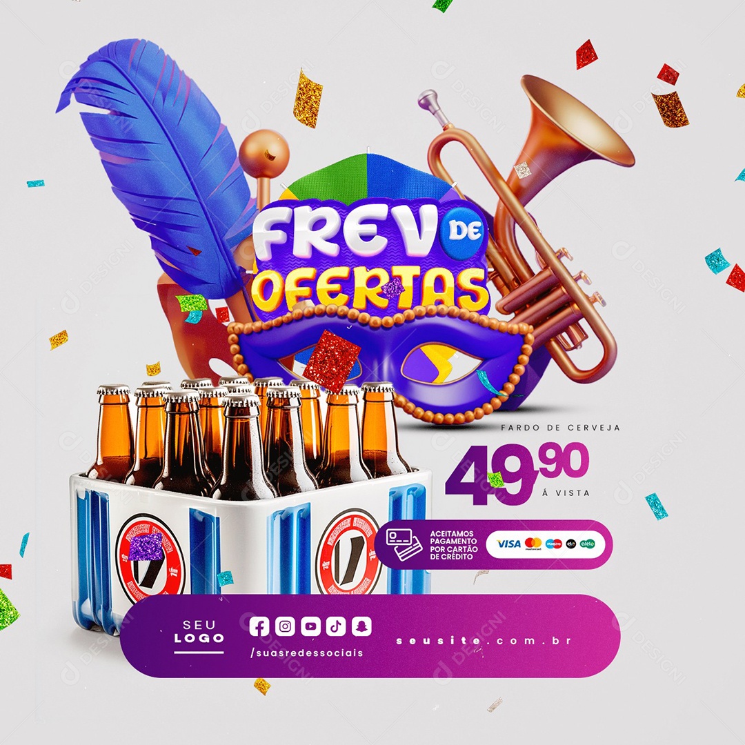 Cervejaria Frevo De Ofertas Fardo de Cerveja Social Media PSD Editável